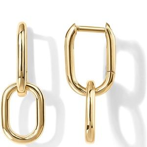 14K Gold Convertible Link Earrings for Women | Paperclip Link Chain Earrings